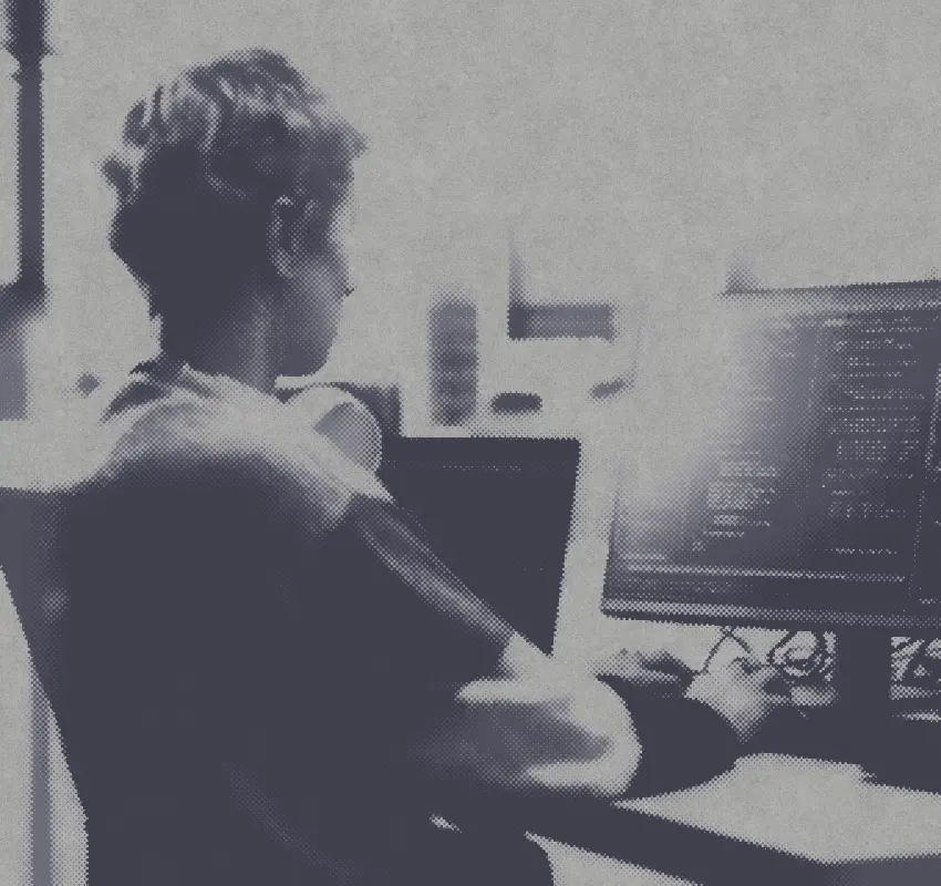 A developer at his desk